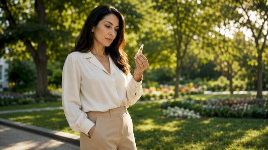 Dermatologist examining antioxidant serum vial