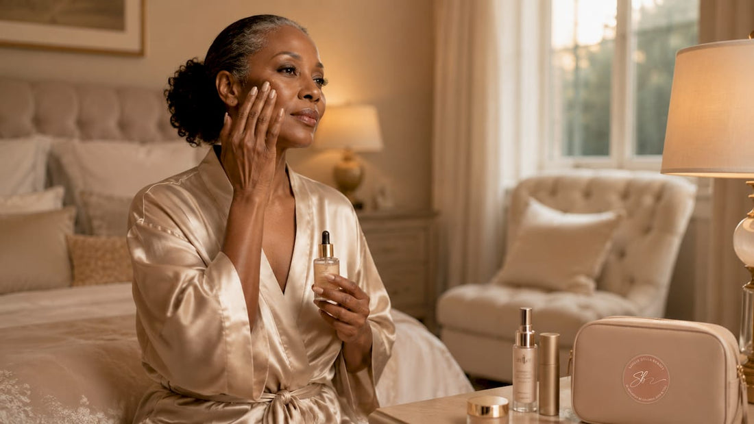 Woman applying luxury serum for hyperpigmentation